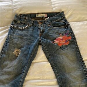 Levi's Blue Straight Leg Jeans with Vintage Distressing